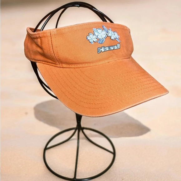 Y2K 2000s Vintage Hawaii Beachy Orange Sun Visor Hat - Picture 8 of 8